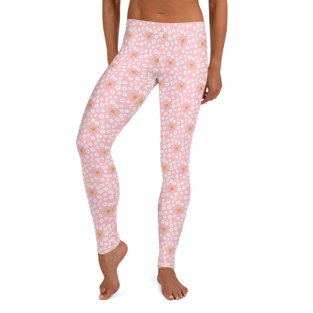 Pink Floral Printed Leggings