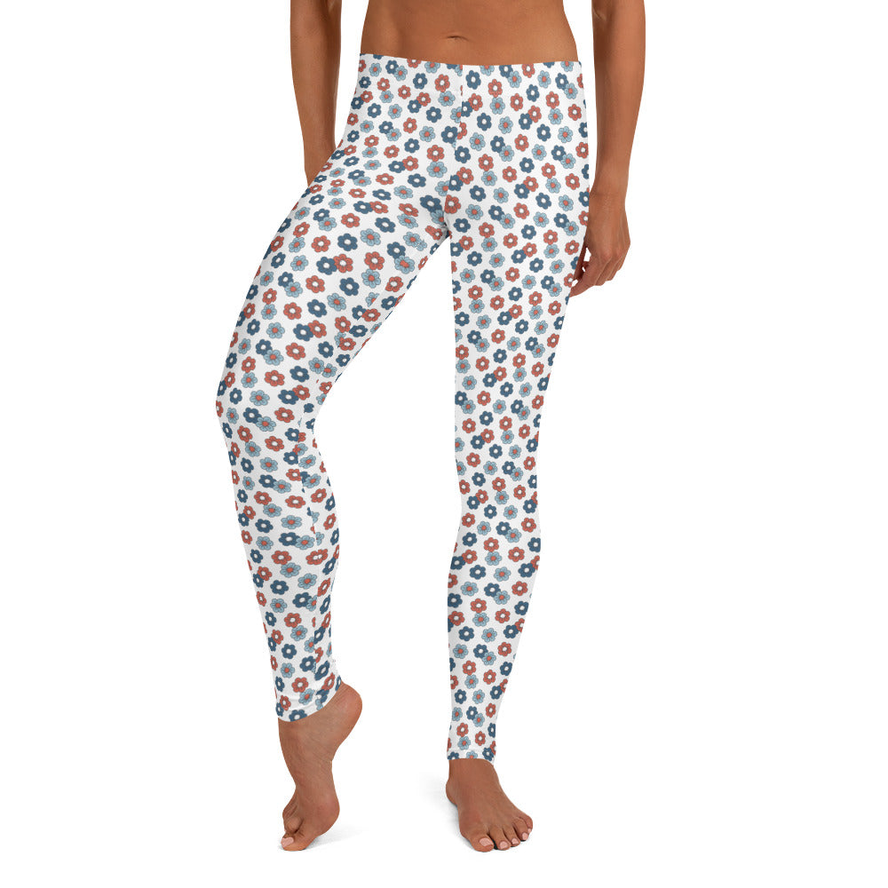 Patriotic Floral Printed Leggings