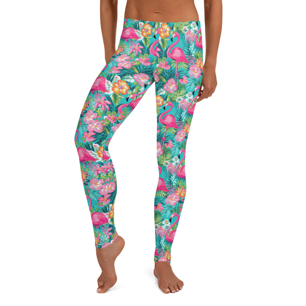 Tropical Flamingo Printed Leggings