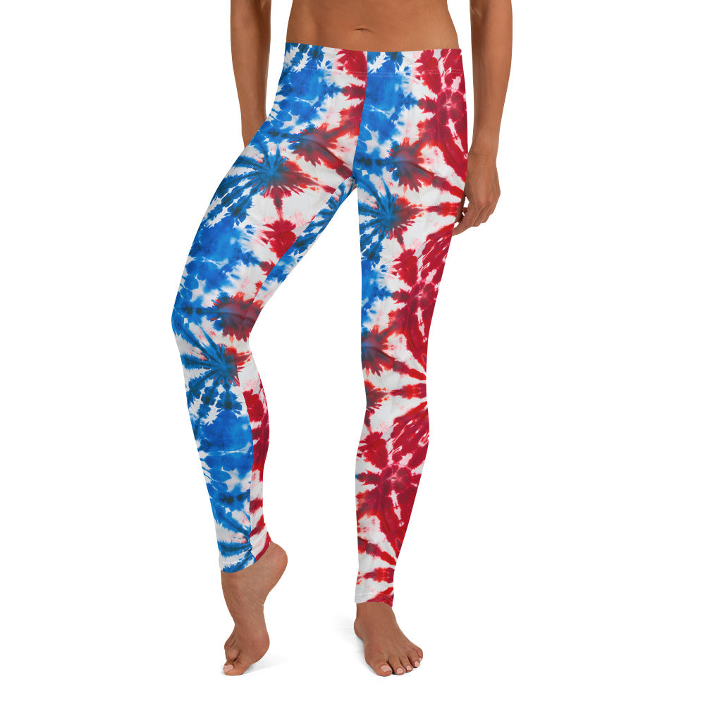 USA Patriotic Tie Dye Pattern Leggings