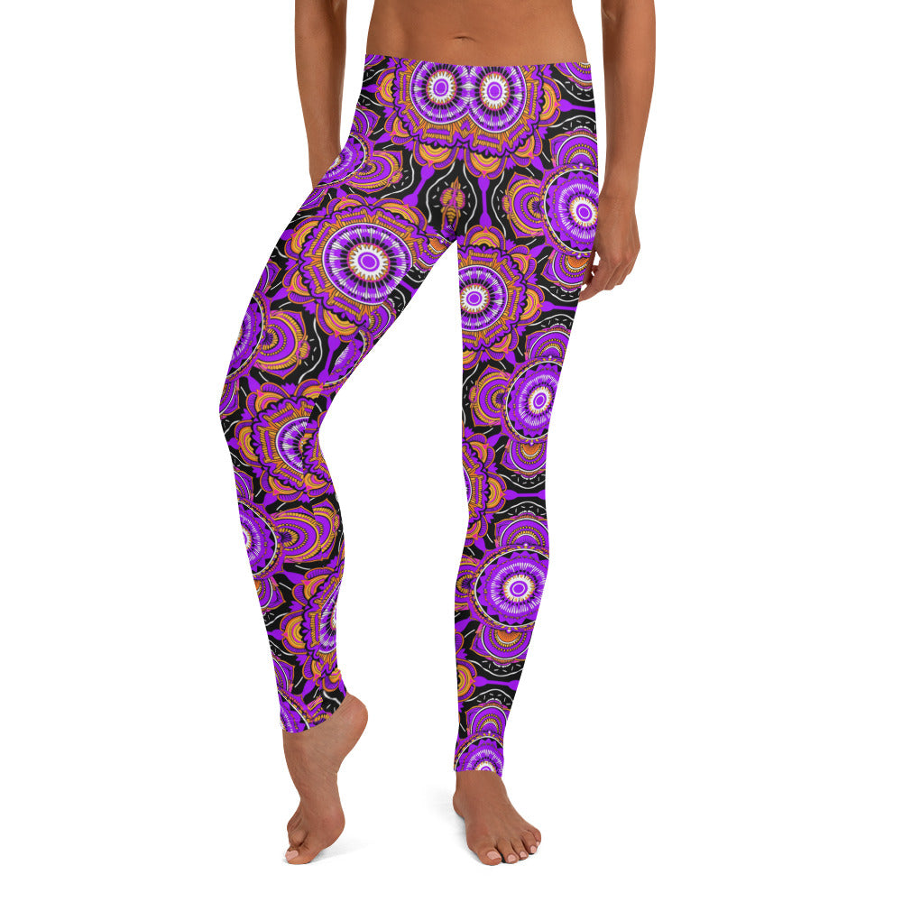 Purple Floral Mandala Printed Leggings