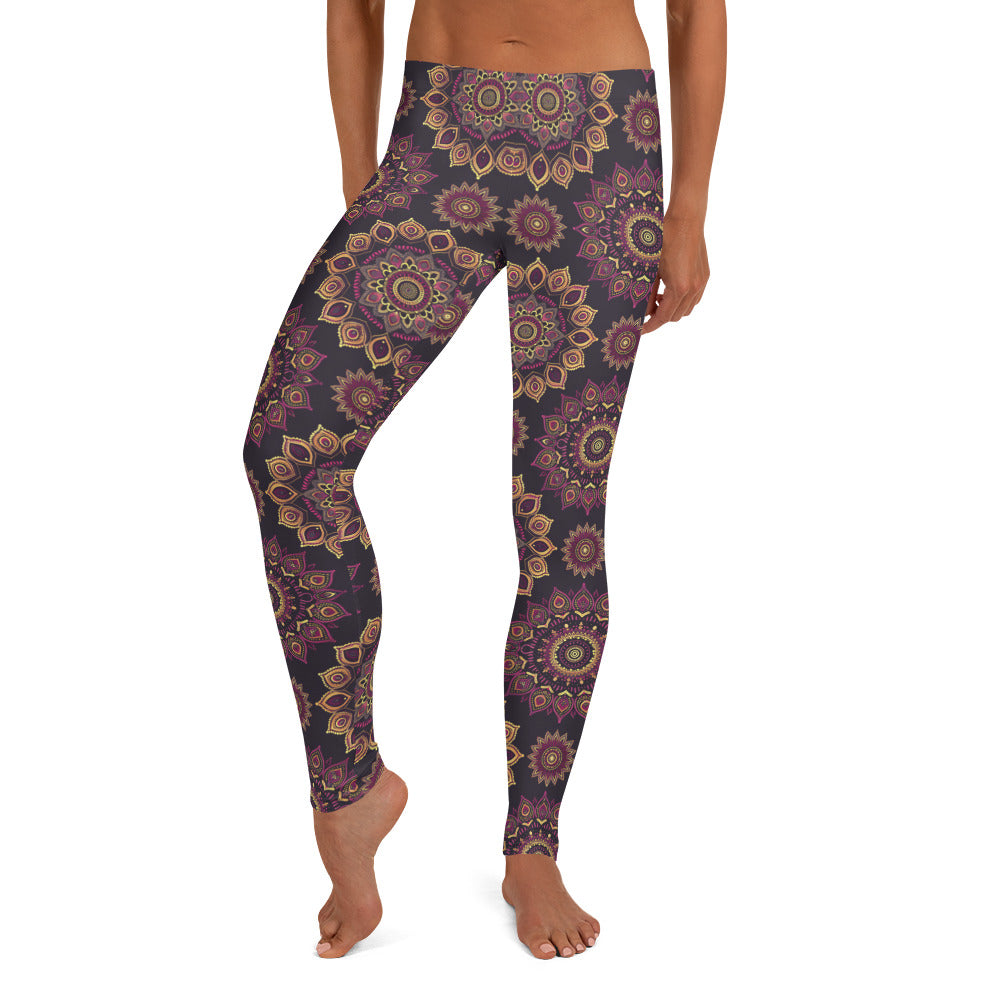 Yellow Floral Mandala Printed Leggings