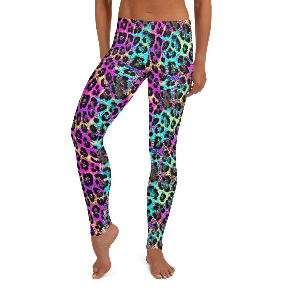 Greenish Purple Leopard Print Leggings