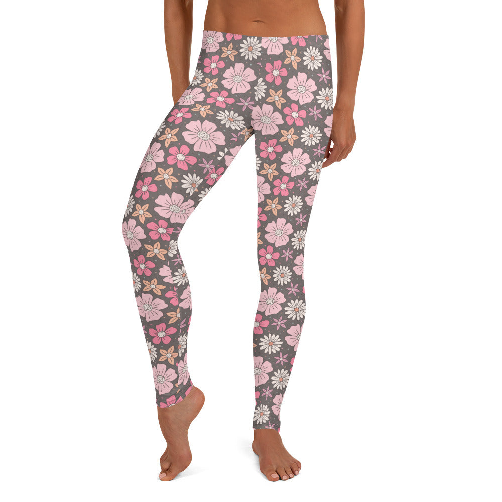 Pink Floral Printed Leggings