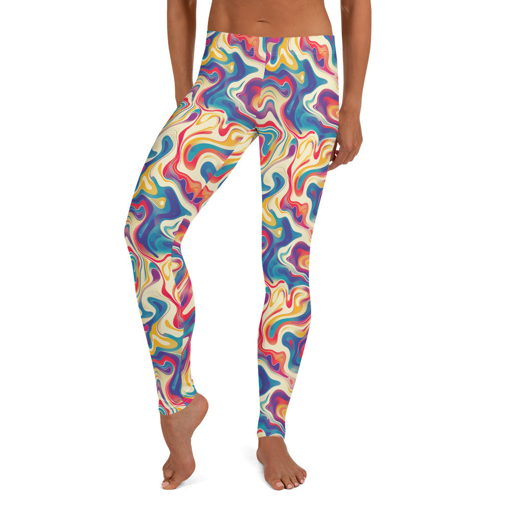 Psychedelic Color Flow Pattern Printed Leggings