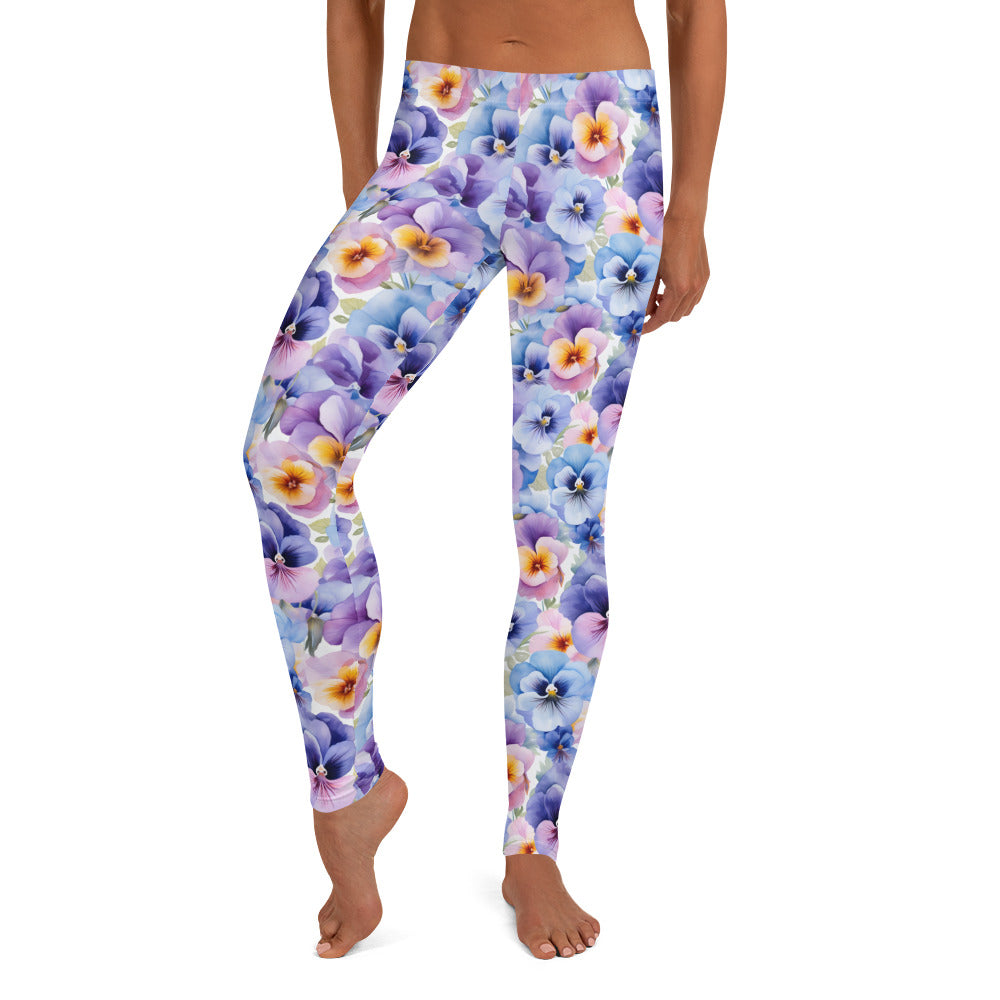 Whispering Pansies Floral Printed Leggings