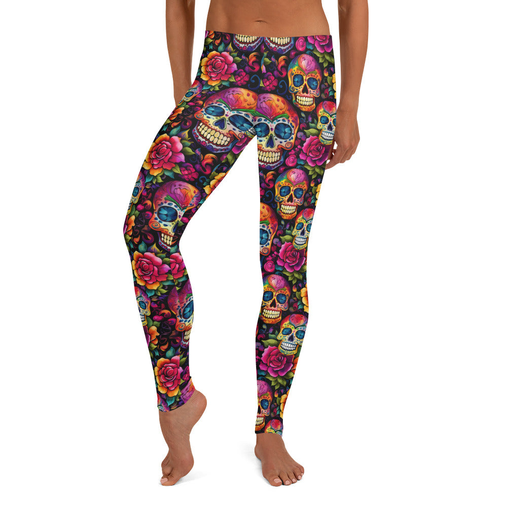 Sugar Skulls & Roses Printed Leggings