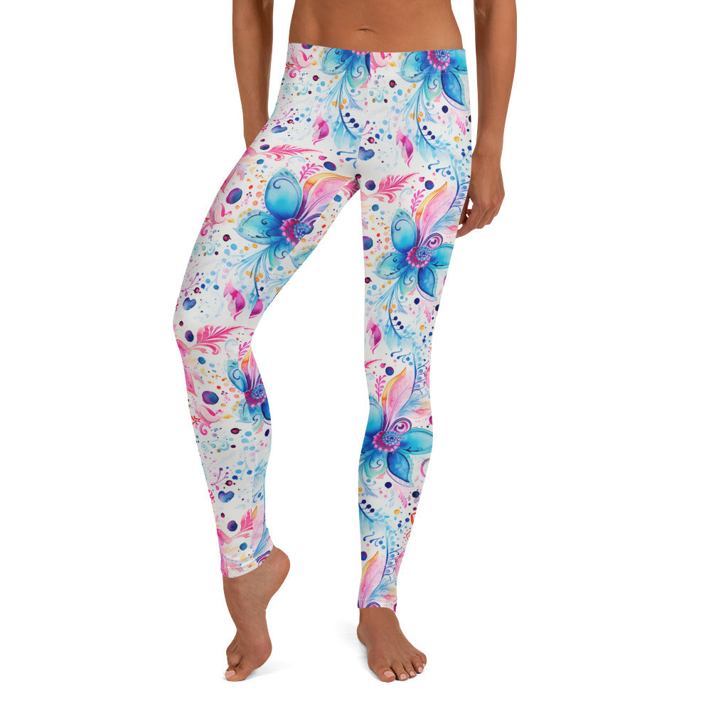 Watercolor Paisley Floral Printed Leggings