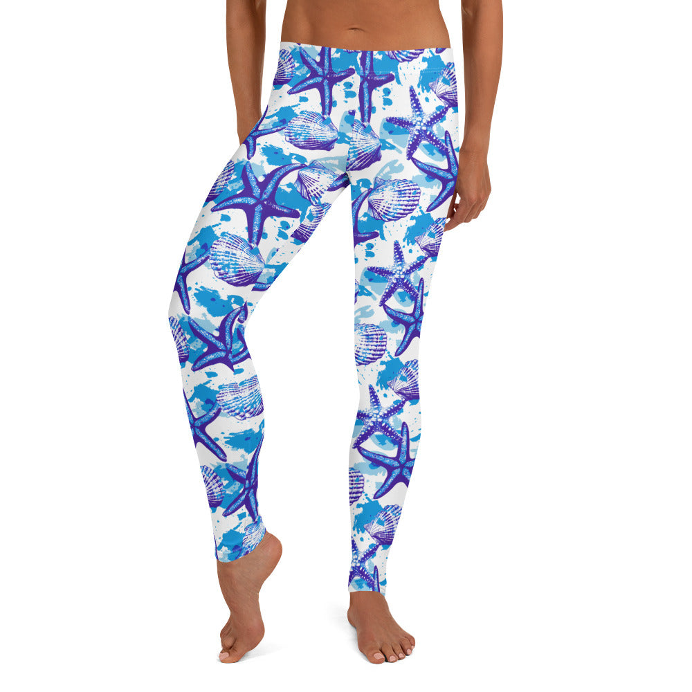 Preppy Starfish & Shells Printed Leggings