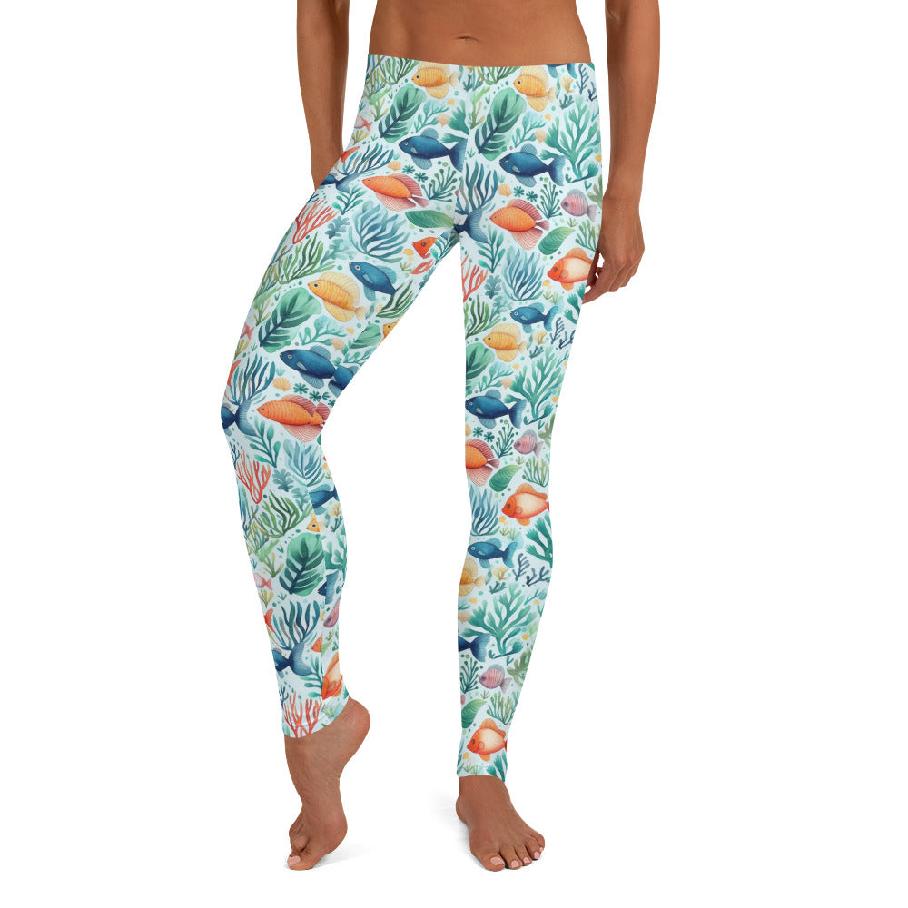 Colorful Fishes Under Water Beauty Printed Leggings