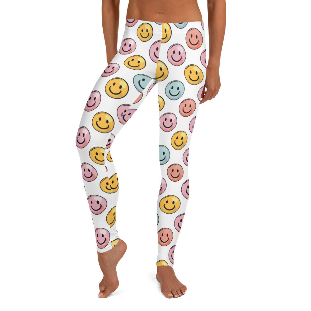 Bubble Gum Emoji Smiley Pattern Printed Leggings