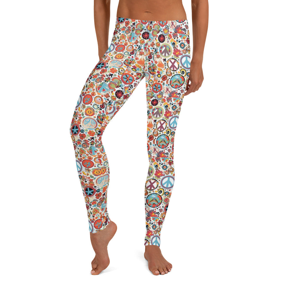 Hippie Peace Art Printed Leggings