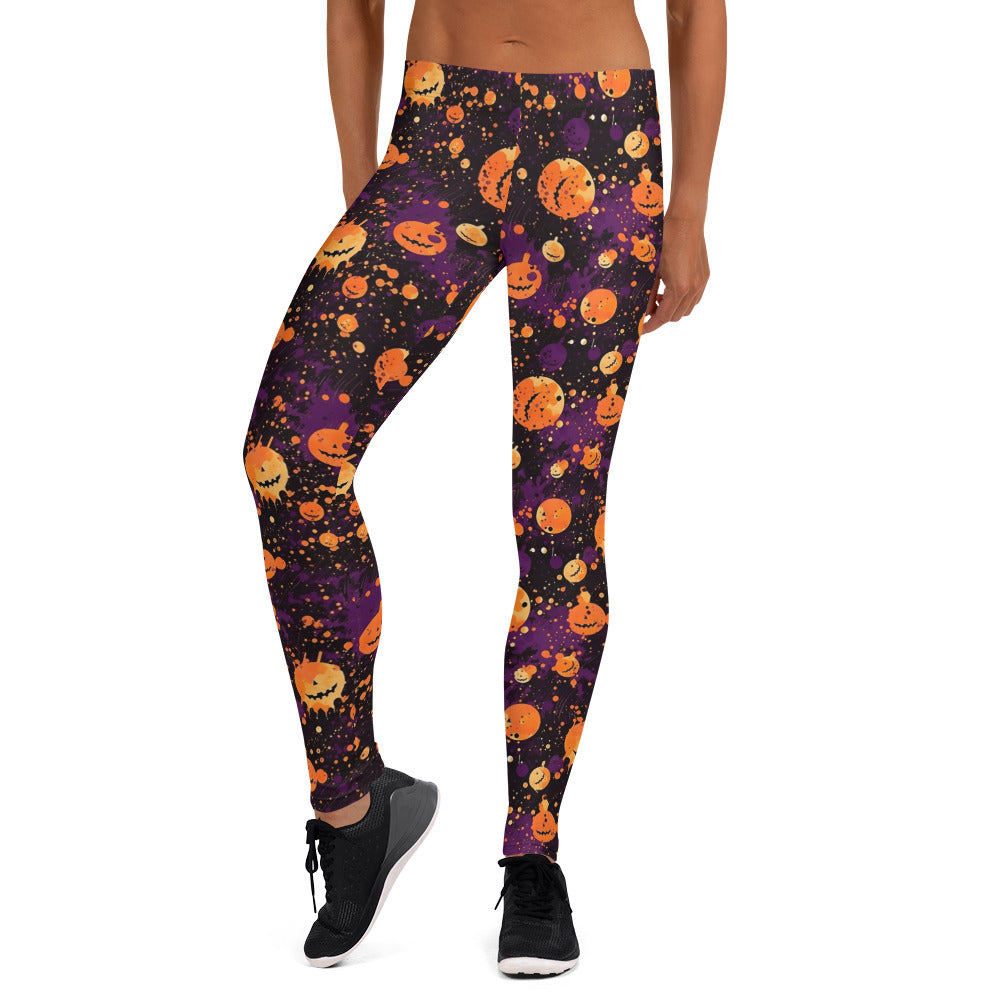 Spooky Pumpkin Splatter Halloween Leggings