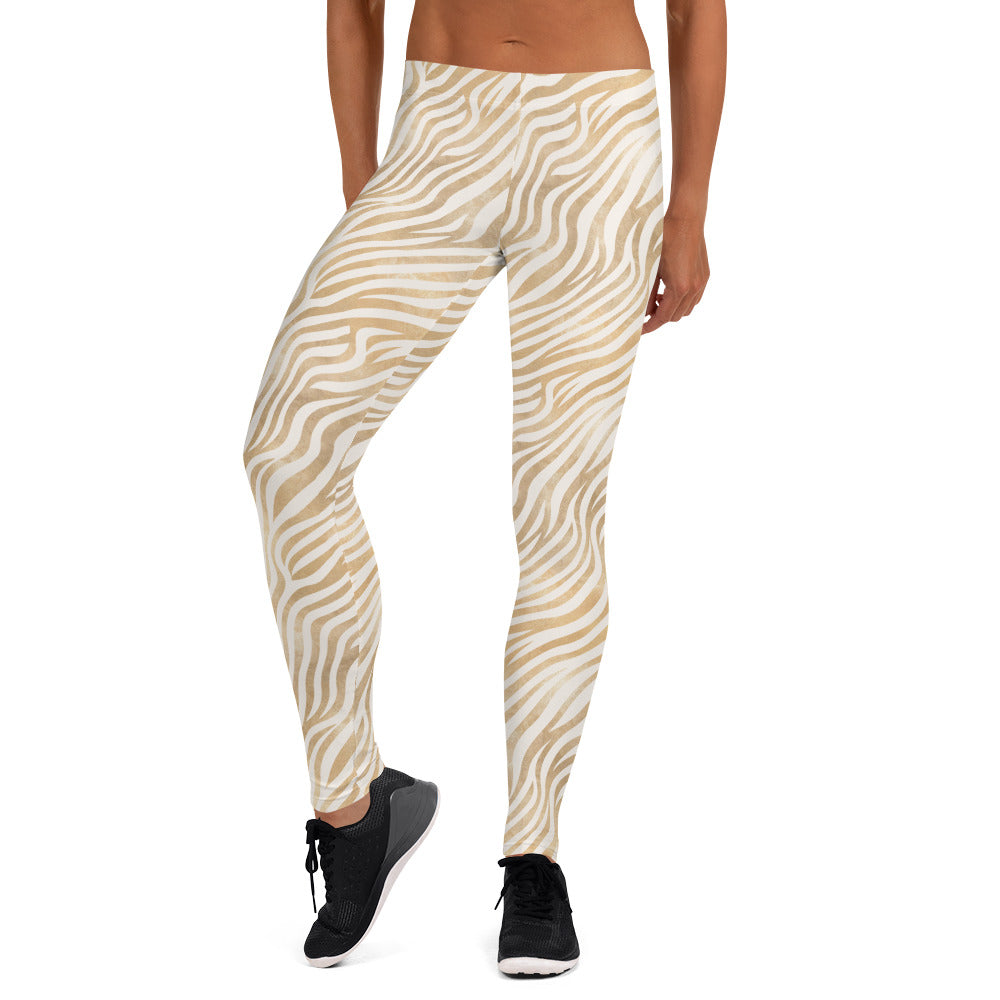 Golden Zebra Skin Printed Leggings