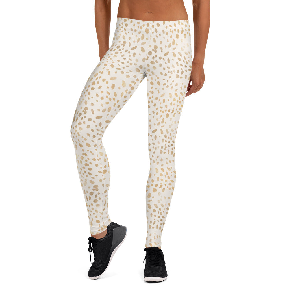 Shimmering Golden Deer Skin Printed Leggings