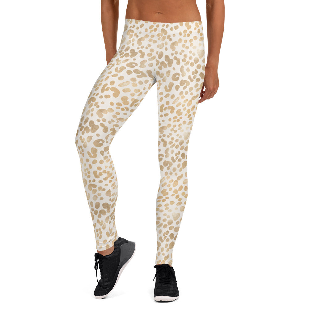 Shimmering Golden Leopard Skin Printed Leggings