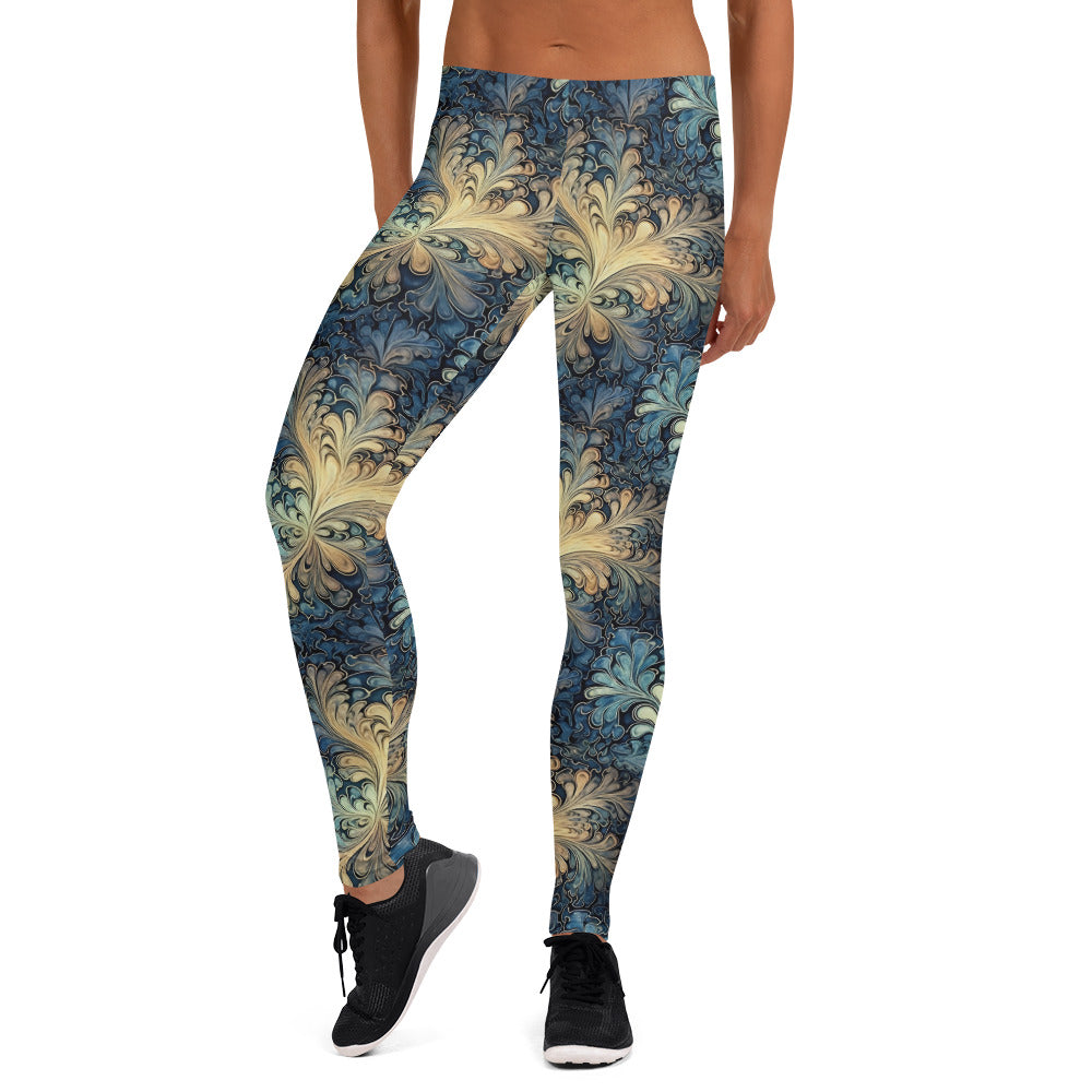 Liquid Abstract Leaves Pattern Printed Leggings