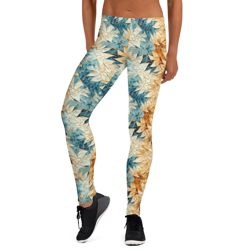 Abstract Golden Foliage Leggings