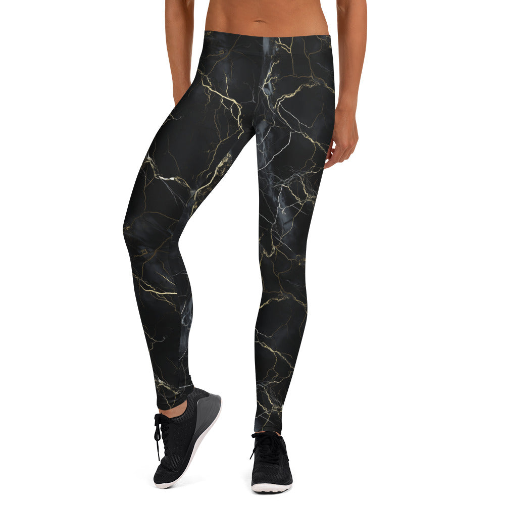 Black Marble with Hint of Gold Leggings