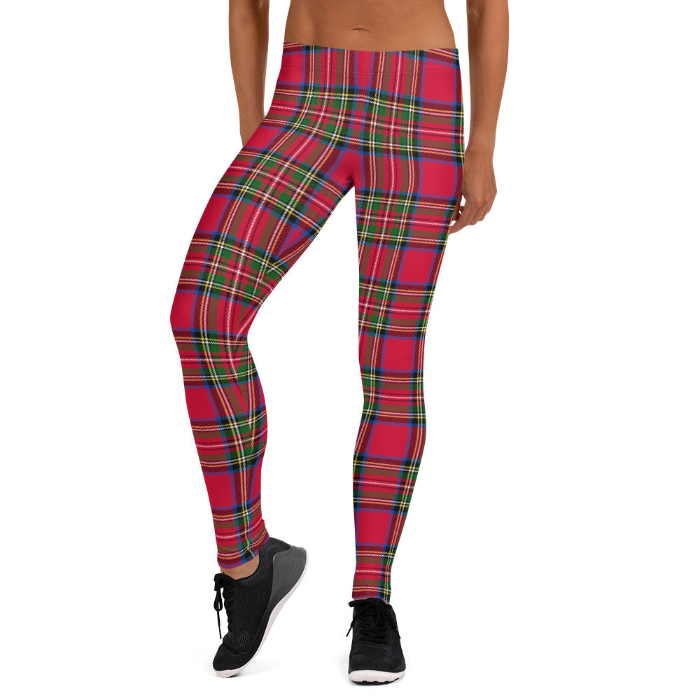 Red Tartan Printed Christmas Leggings