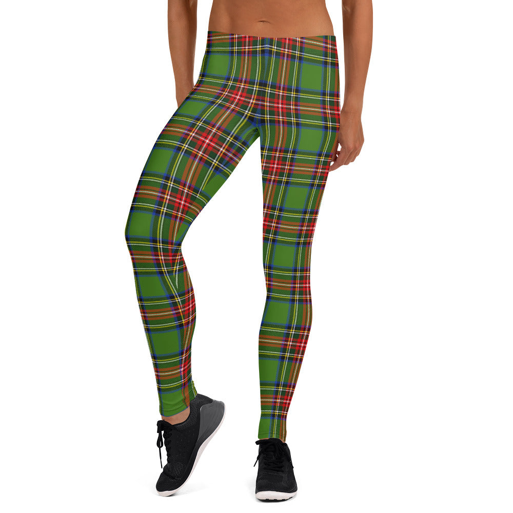 Green Tartan Printed Leggings