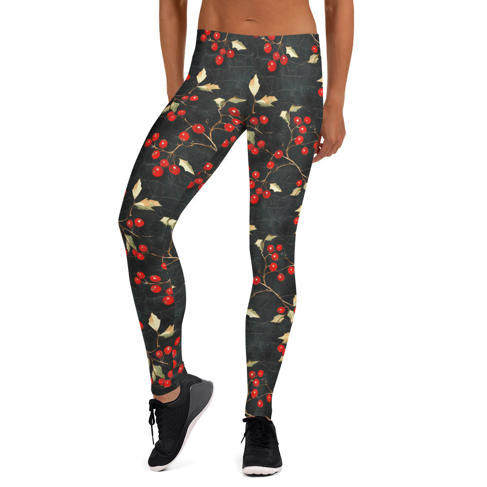 Red Cherries Holiday Spirit Leggings