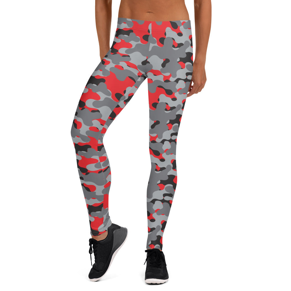 Red & Gray Camouflage Printed Leggings