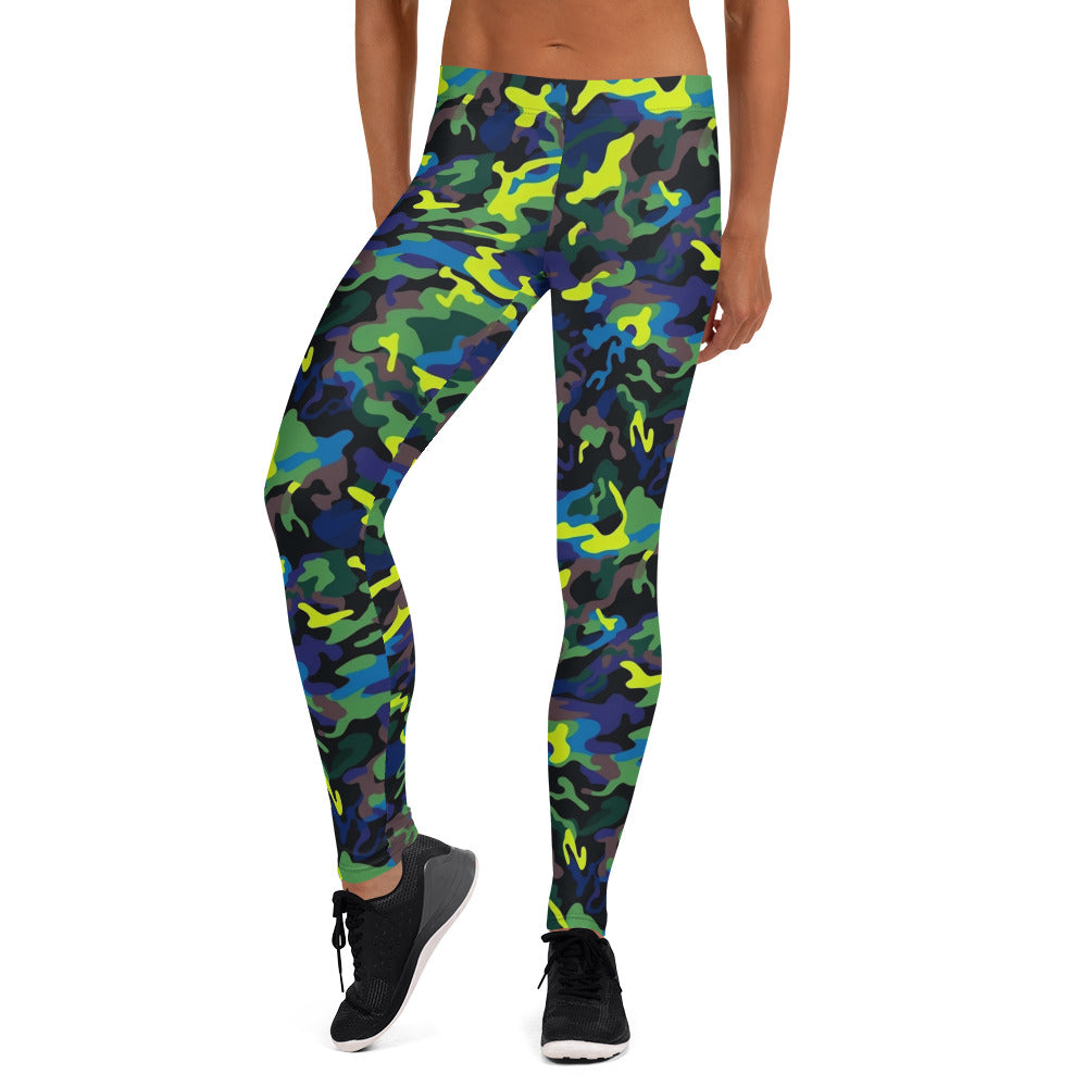 Black & Bright Green Camouflage Leggings