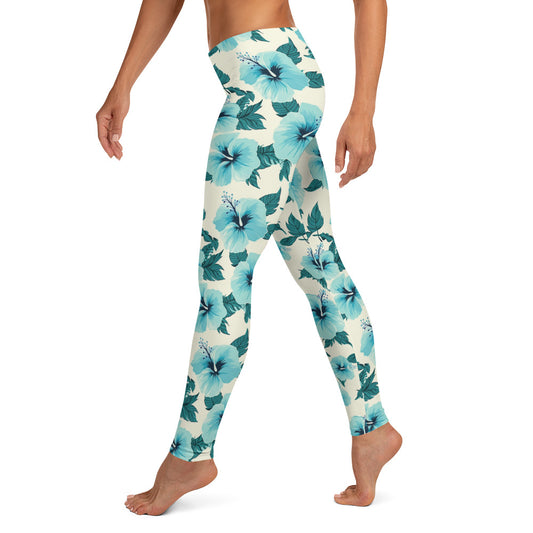 Hibiscus Azul Tropical Vibes Leggings