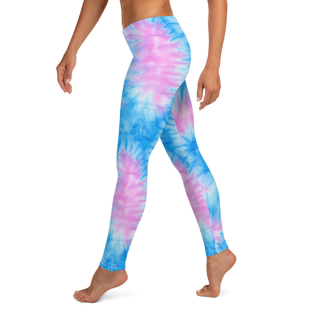 Pink & Baby Blue Tie Dye Leggings