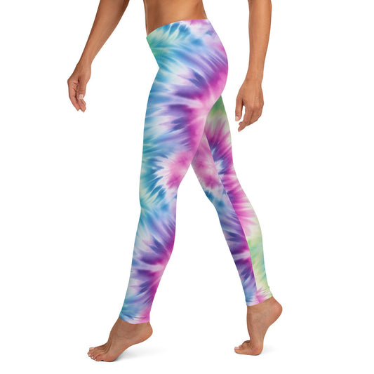 Purple & Green Tie Dye Leggings