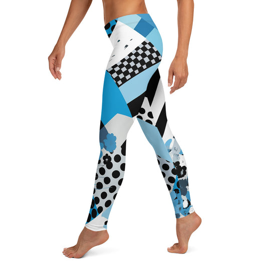 Blue & Black Geometric Pattern Leggings