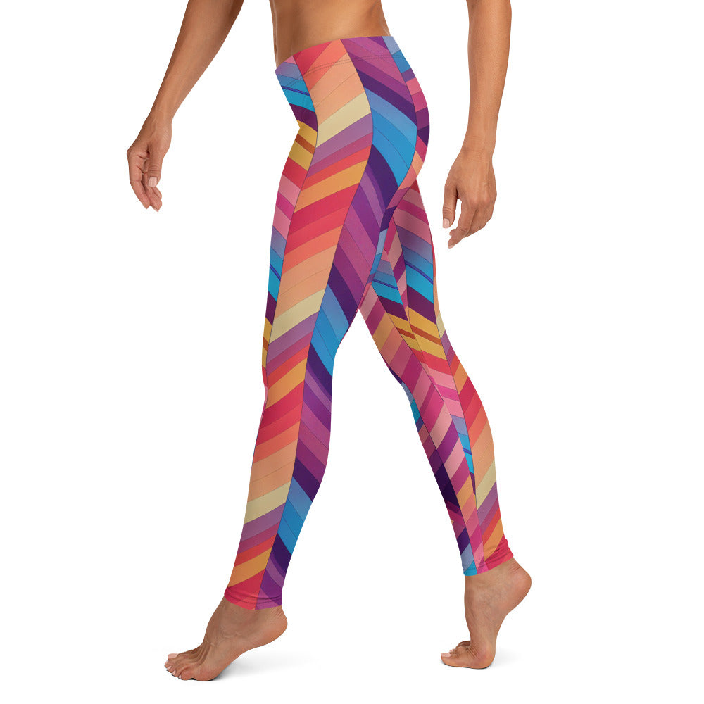 Geometric Waves Pattern Leggings