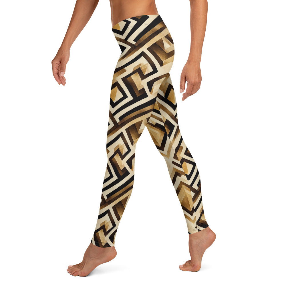 Shades of Brown Geometric Pattern Leggings