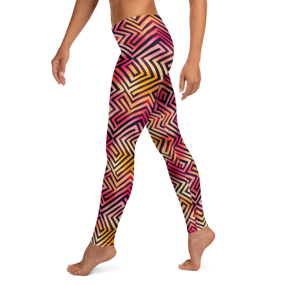 Colorful Maze Pattern Leggings