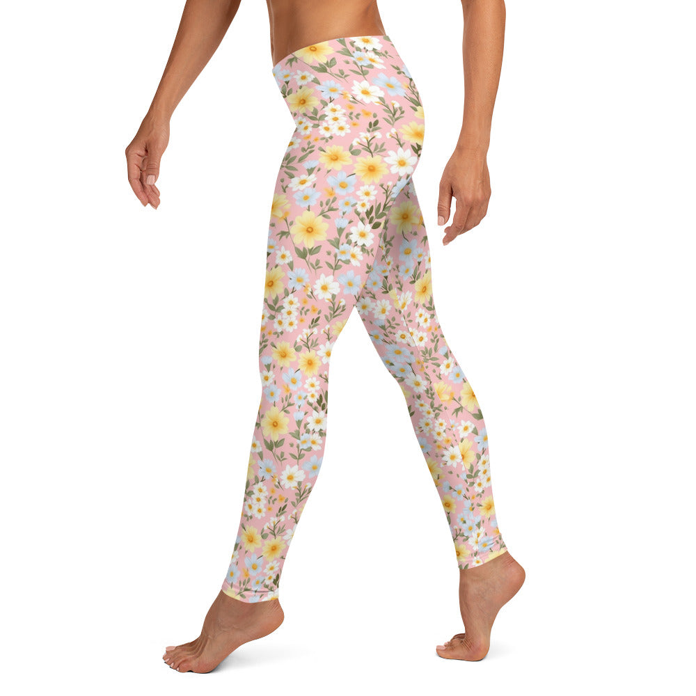 Spring Floral Bloom in Pink Leggings