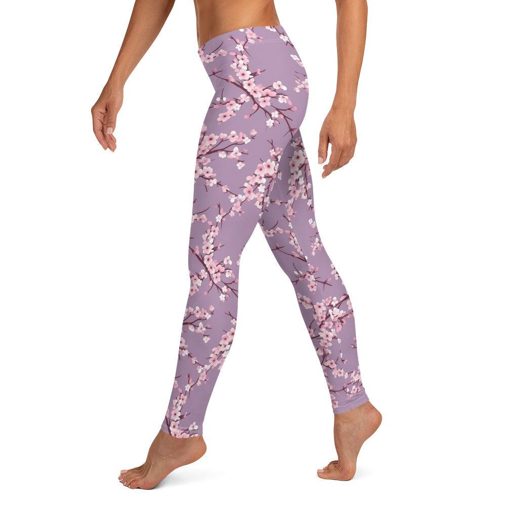 Cherry Blossom Purple Printed Leggings