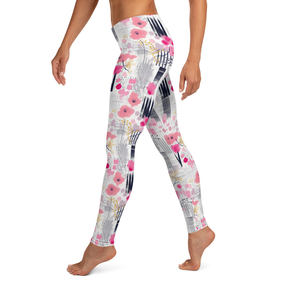 Pink Floral Printed Leggings