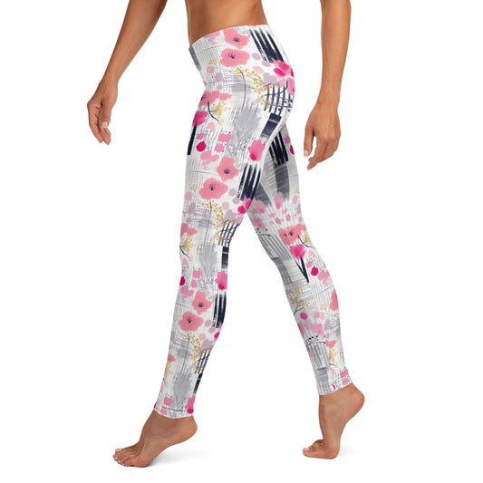 Pink Floral Printed Leggings