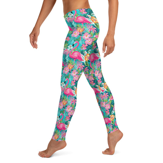 Tropical Flamingo Printed Leggings