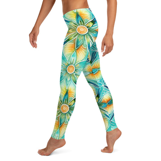 Vibrant Boho Floral Printed Leggings