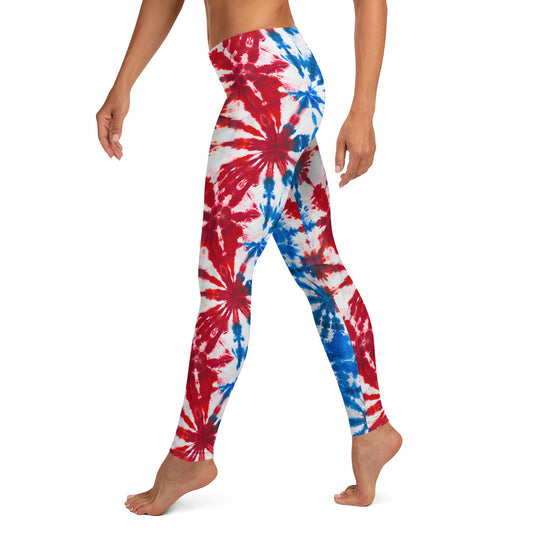 USA Patriotic Tie Dye Pattern Leggings