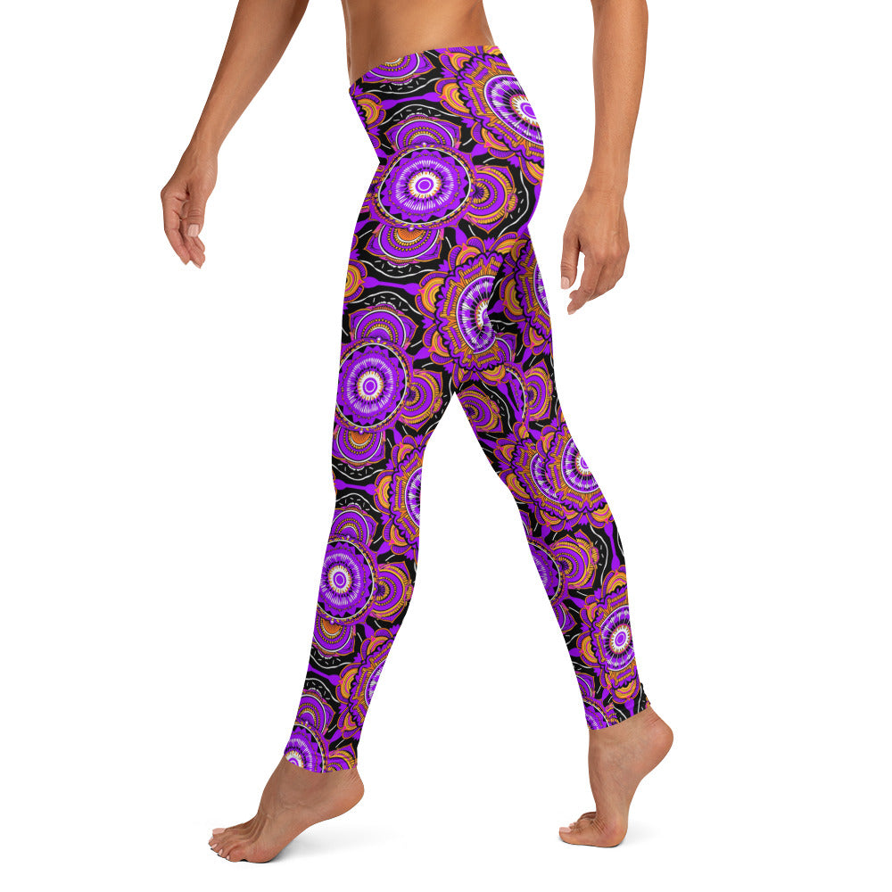 Purple Floral Mandala Printed Leggings