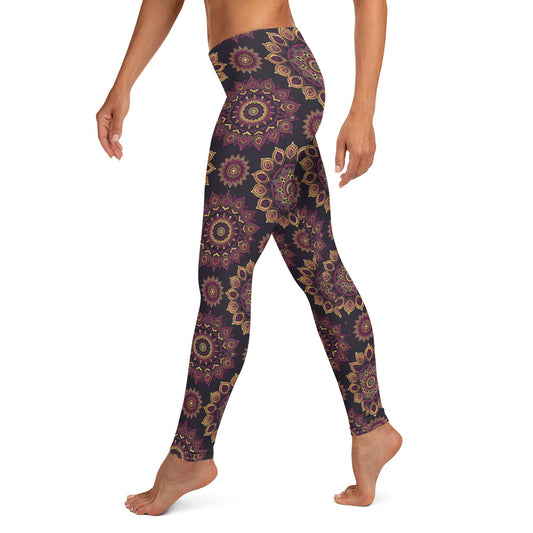 Yellow Floral Mandala Printed Leggings