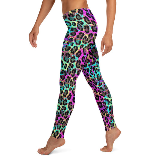 Greenish Purple Leopard Print Leggings