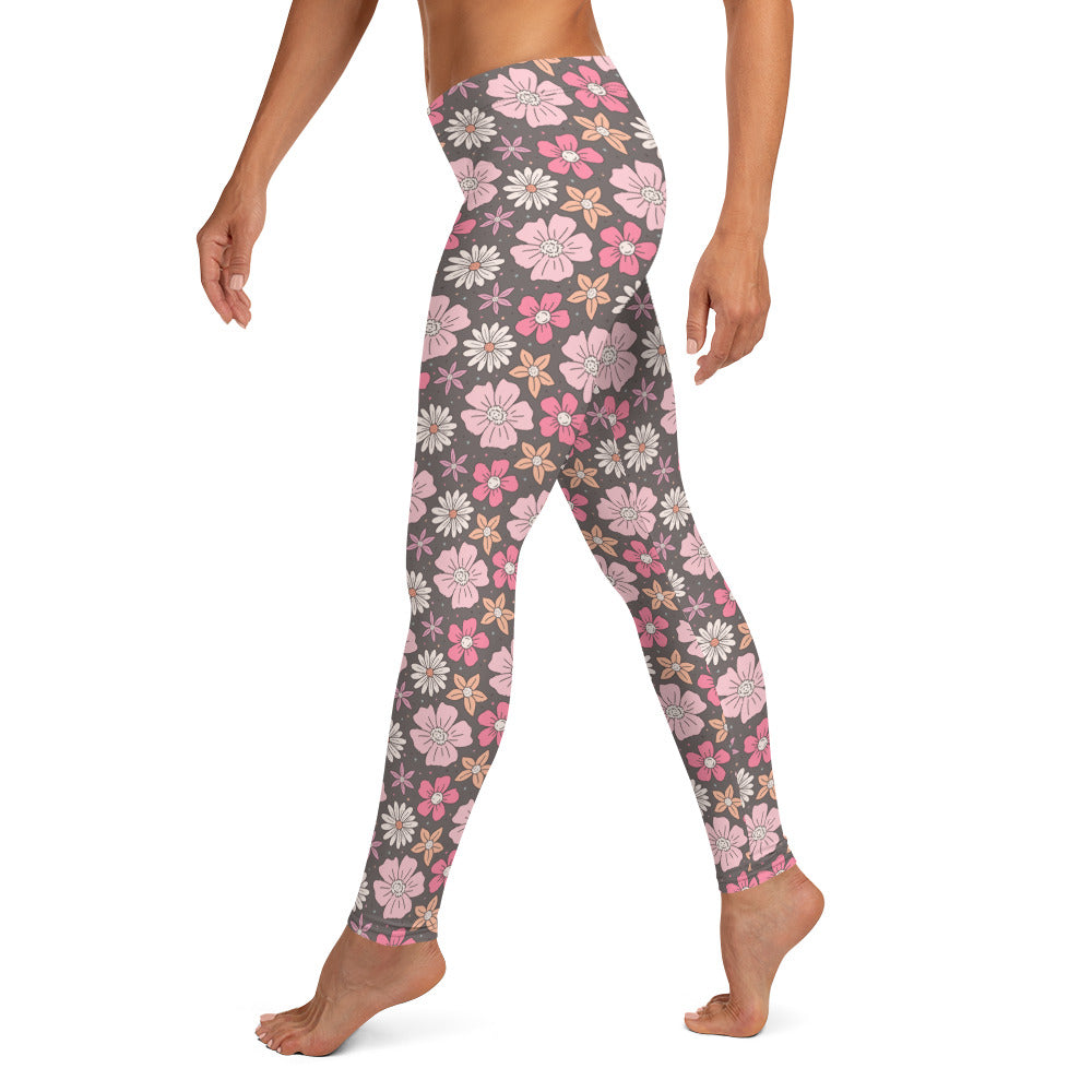 Pink Floral Printed Leggings