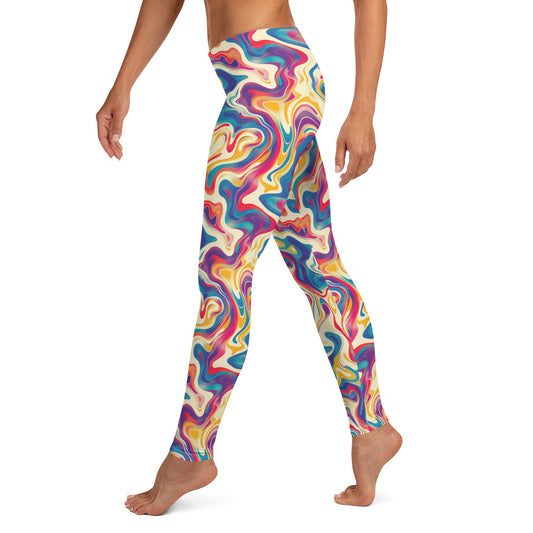 Psychedelic Color Flow Pattern Printed Leggings