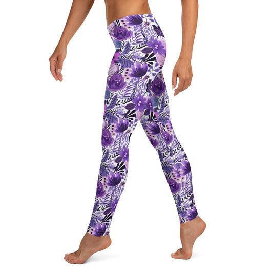 Purple Floral Whisper Printed Leggings