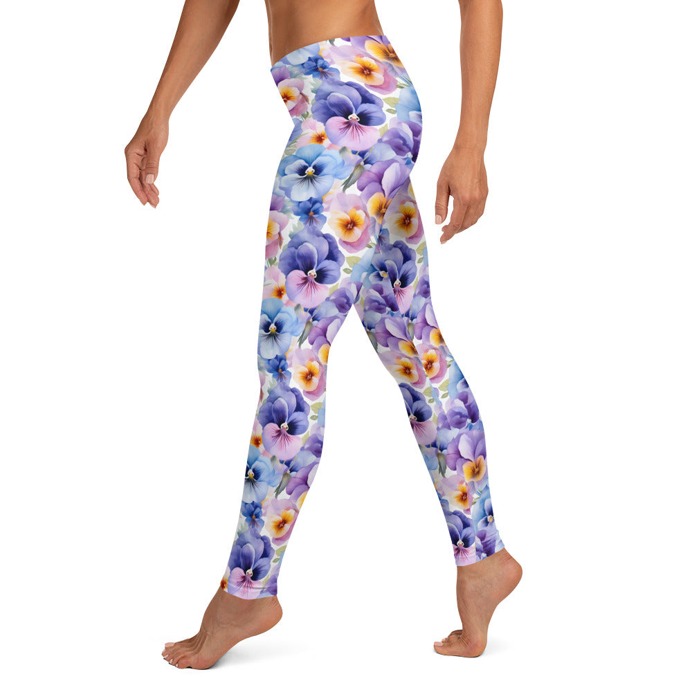 Whispering Pansies Floral Printed Leggings