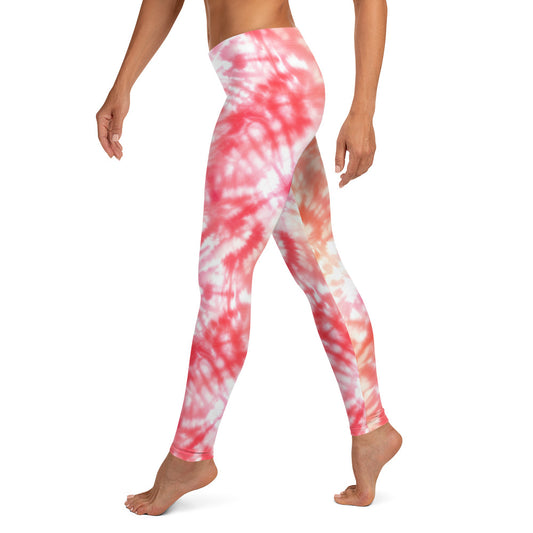 Shades of Red and White Tie Dye Leggings